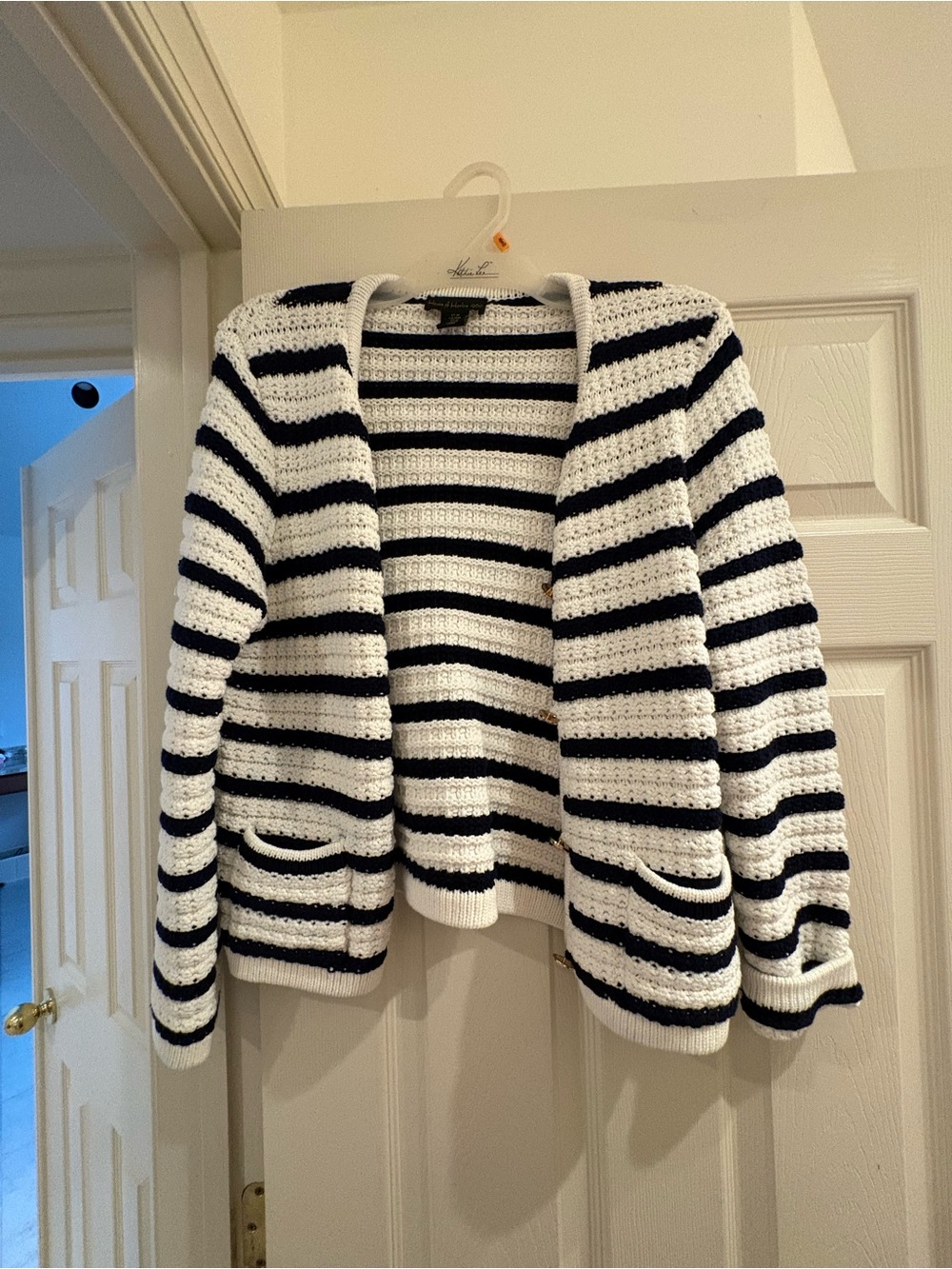 House of Harlow 1960 Striped Open-Front Cardigan - White & Black